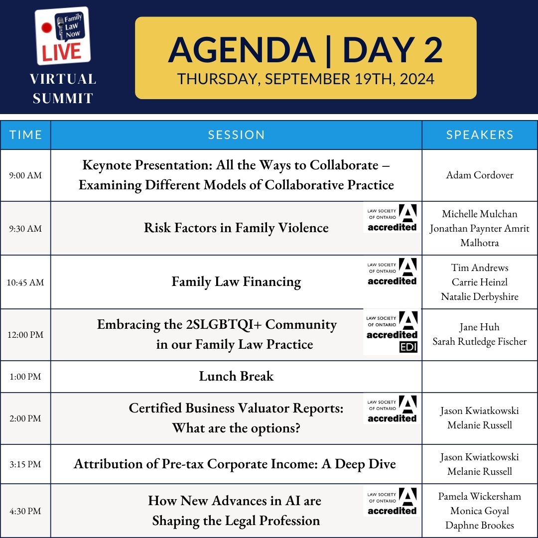Get ALL the CPD Hours you need by attending the Virtual Summit! 🙌🏼

Register Now. russellalexander.com/law-summit/

#ontariolawyers #familylawyer #divorcelawyer #cpdhours #edi @epsteincolellp @galbraithfamlaw @cordoverlaw <a href="/bpfin/">BridgePoint</a> <a href="/vspvaluator/">VSP Ltd.</a> <a href="/supioai/">Supio</a> @caravel_law