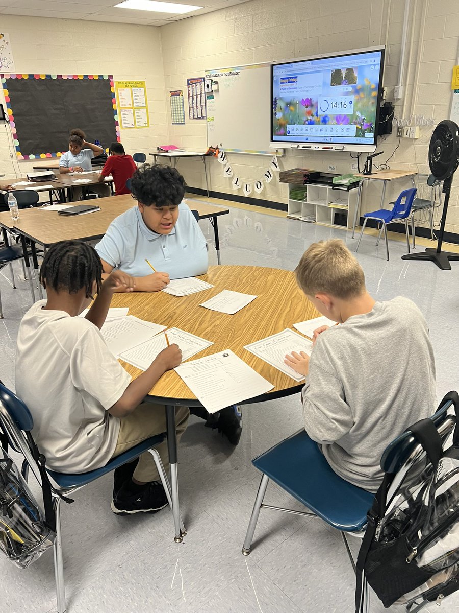 1st post of the 2024/25 School with the crew! We are off and running with a little 4 Types of Sentences group work! <a href="/HBMSWarriors/">HB du Pont</a> #beBOLD