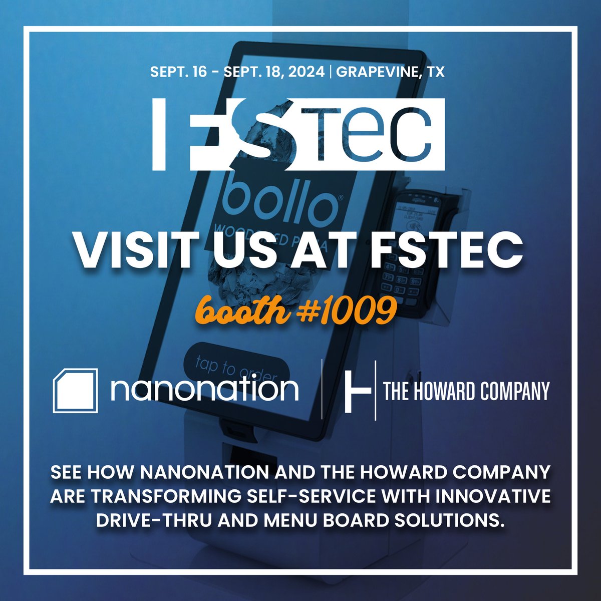 Join us at #FSTEC next week! Stop by Booth #803 to see <a href="/Nanonation/">Nanonation, Inc</a> and <a href="/TheHowardCo/">The Howard Company</a> showcase the latest in #selfservice tech, #menuboards, and #drivethrusolutions. Ready to elevate your business? Let’s talk about transforming your customer experience!    #DigitalSignage