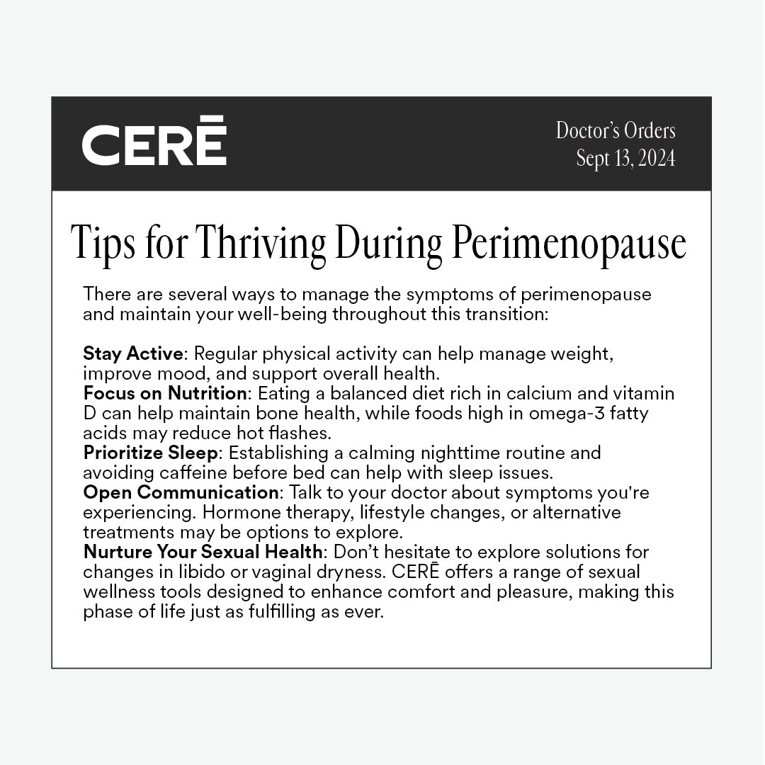 getcere's tweet photo. September is Sexual Health Awareness Month but did you know it's Perimenopause Awareness Month as well?⁠ At CERĒ, we believe that every stage of life should be embraced and celebrated. Perimenopause Awareness Month is a perfect opportunity to learn, share and support one another https://t.co/gYWjiHACuv