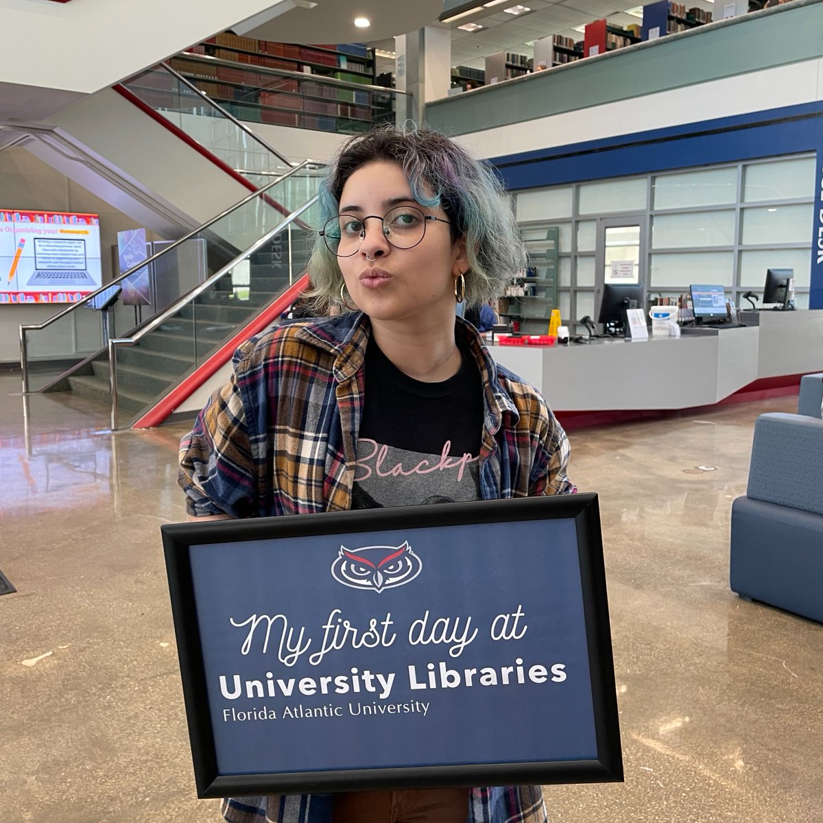 FAULibraries's tweet photo. Florida Atlantic University Libraries are proud to welcome Lin Assuncao to our team! Lin is joining Special Collections as a student assistant, bringing her skills and passion for preserving history. #myfirstday https://t.co/LM5iL8Cqcl