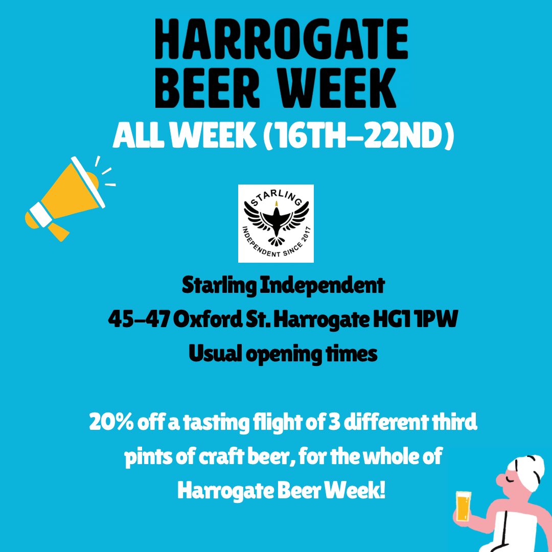 BeerHarrogate's tweet photo. A roundup of some of the amazing promos on during Harrogate Beer Week! @RoostersBrewCo @coldbathbrewco @MajorTomsSocial 🍻🍻🍻 https://t.co/tEEbf3OCtE