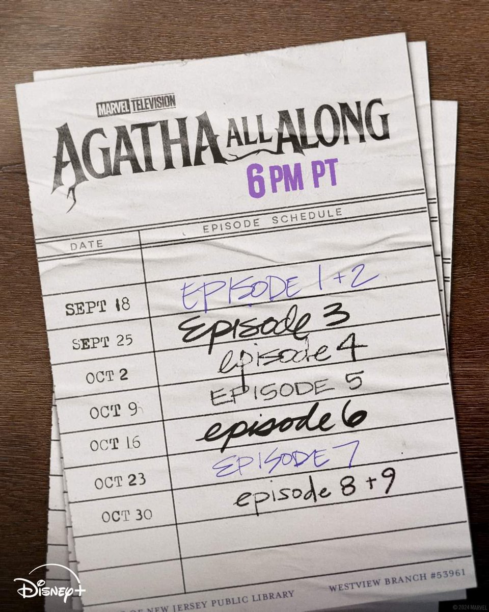 Gotta get ready for spooky season #AgathaAllAlong each week 
2am Irish Time, 6pm PT and 9pm EST with a 2 episode premiere AND two episode finale in time for Halloween.
🎃