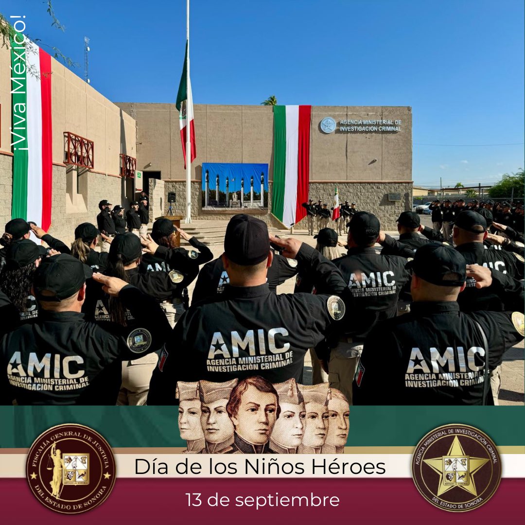 AMIC_SONORA's tweet photo. 📅 13 de septiembre 🇲🇽 | 📍Hermosillo, Sonora

La Agencia Ministerial de Investigación Criminal realizó una emotiva ceremonia en conmemoración del 177° aniversario de la Gesta Heroica de los Niños Héroes. https://t.co/bzXl1xr2zw