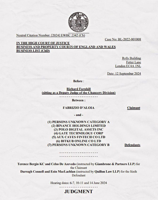 ÚLTIMA HORA 🚨⚖️USDT, la stablecoin de <a href="/tether/"></a> es reconocida como PROPIEDAD por un tribunal de UK 🇬🇧

 Contexto del fallo

El juez adjunto Richard Farnhill del Tribunal Superior del Reino Unido ha emitido una sentencia histórica reconociendo que las stablecoins USDT de Tether