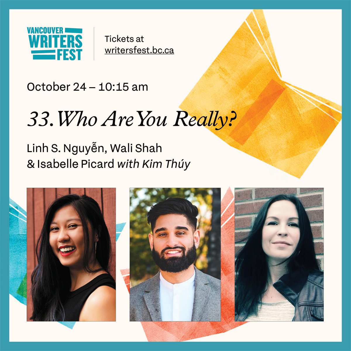 <a href="/kerncarter/">kern carter</a> <a href="/annalingkaye/">Anna Ling Kaye</a> <a href="/VIFFest/">Vancouver International Film Festival</a> 33. Who Are You Really? 
Oct 24 at 10:15 AM, Performance Works 

<a href="/linhsnguyen/">Linh</a> @lifeaswali &amp; Isabelle Picard with Kim Thúy
writersfest.bc.ca/festival-event…