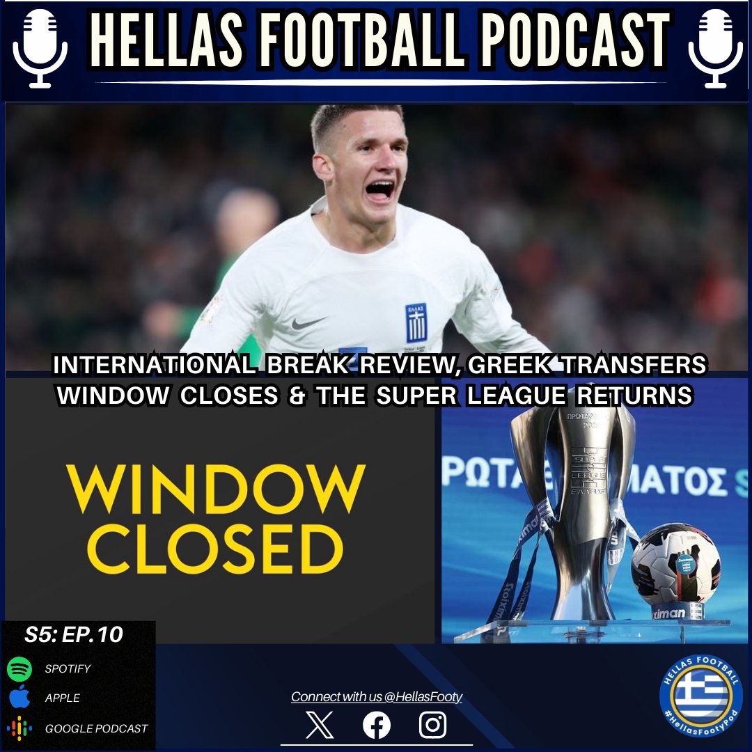 HellasFooty's tweet photo. NEW HELLAS FOOTBALL PODCAST EP 🇬🇷🎙 

The boys return to chat about Greek football the gift that keeps on giving 🎁

International break 🇬🇷

Greek transfer window closes ✍️
The Super League returns 🏆

➡️ https://t.co/K6rgJfN26U

#hellasfootypod #SLGR #Greece #Ethniki https://t.co/53iFcSaAJE