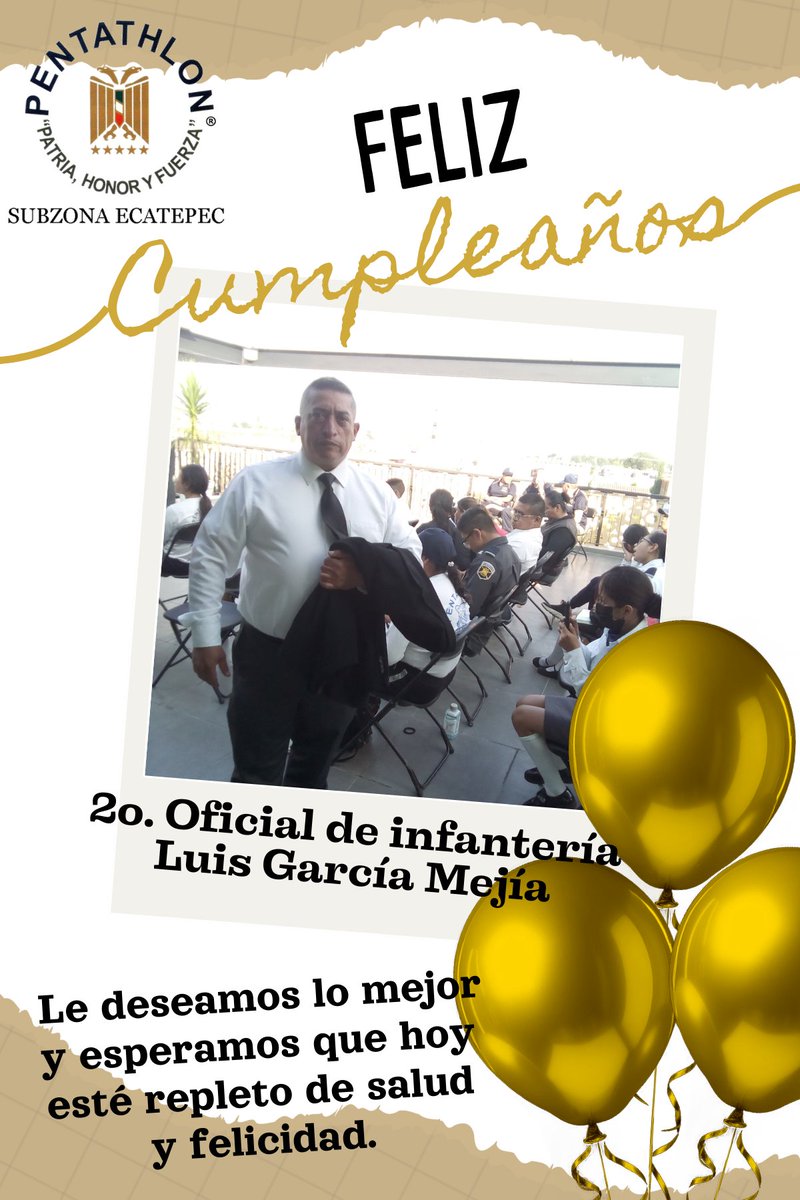 EcatepecSubzona's tweet photo. La Comandancia y todo el personal que integramos la Subzona #Ecatepec felicitamos a nuestro 2o. Oficial de infantería Luis García Mejía, por celebrar hoy su cumpleaños.
Felicitaciones. https://t.co/728v7PZWCU