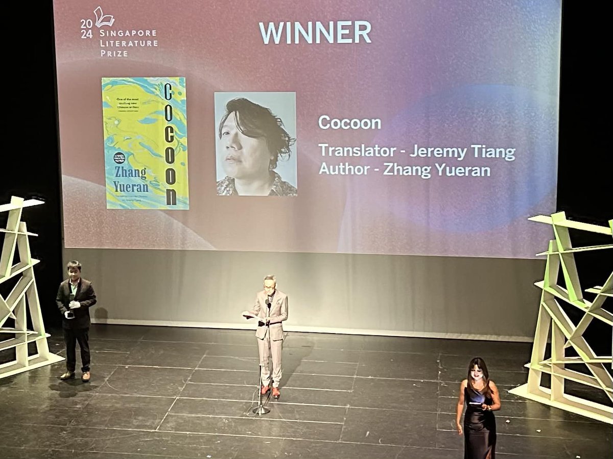 WorldEdBooks's tweet photo. More exciting award news! Cocoon by @Zhang_Yueran_ , translated by Singaporean @JeremyTiang has won the Singapore Literature Prize in the newly created Best Translation category. Congratulations, Jeremy!!! #sglitprize #matahati https://t.co/DPaJooeHCc