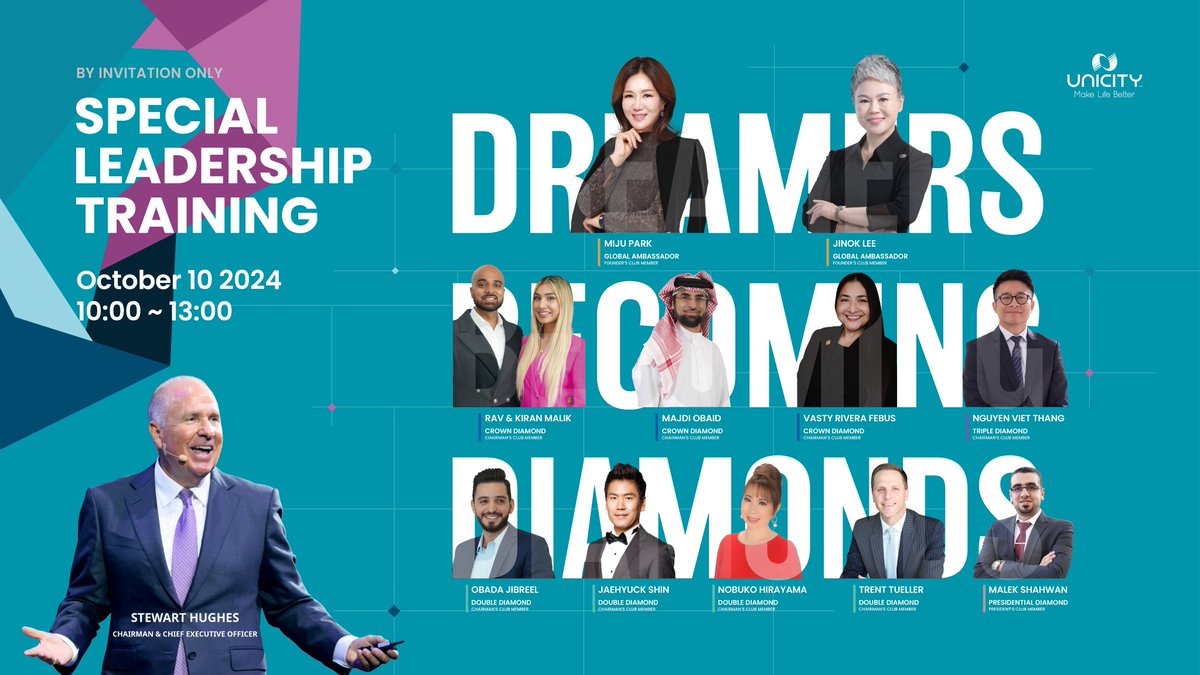 Special Leadership Training by Mr. Stewart Hughes and top Leaders! By Invitation Only. 

#GLIC2024 #SLT #DreamersBecomingDiamonds #Unicity