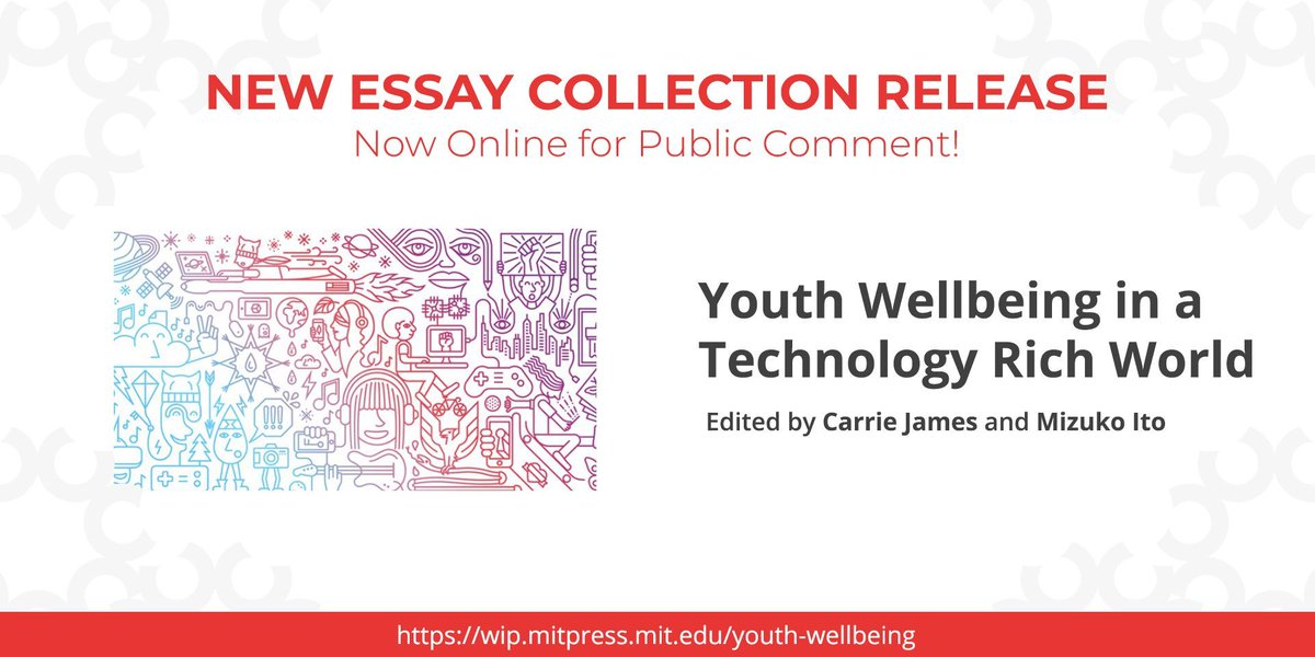 🚨Reminder to the #ConnectedLearning community — lend the authors and editors <a href="/carrie_james/">Carrie James</a> and <a href="/mizuko/">Mimi Ito</a> a hand with their new essay collection! We’re looking for actionable, concrete, and candid feedback. More in CLA blog➡️connectedlearning.news/cla071924  #YouthWellbeingTech