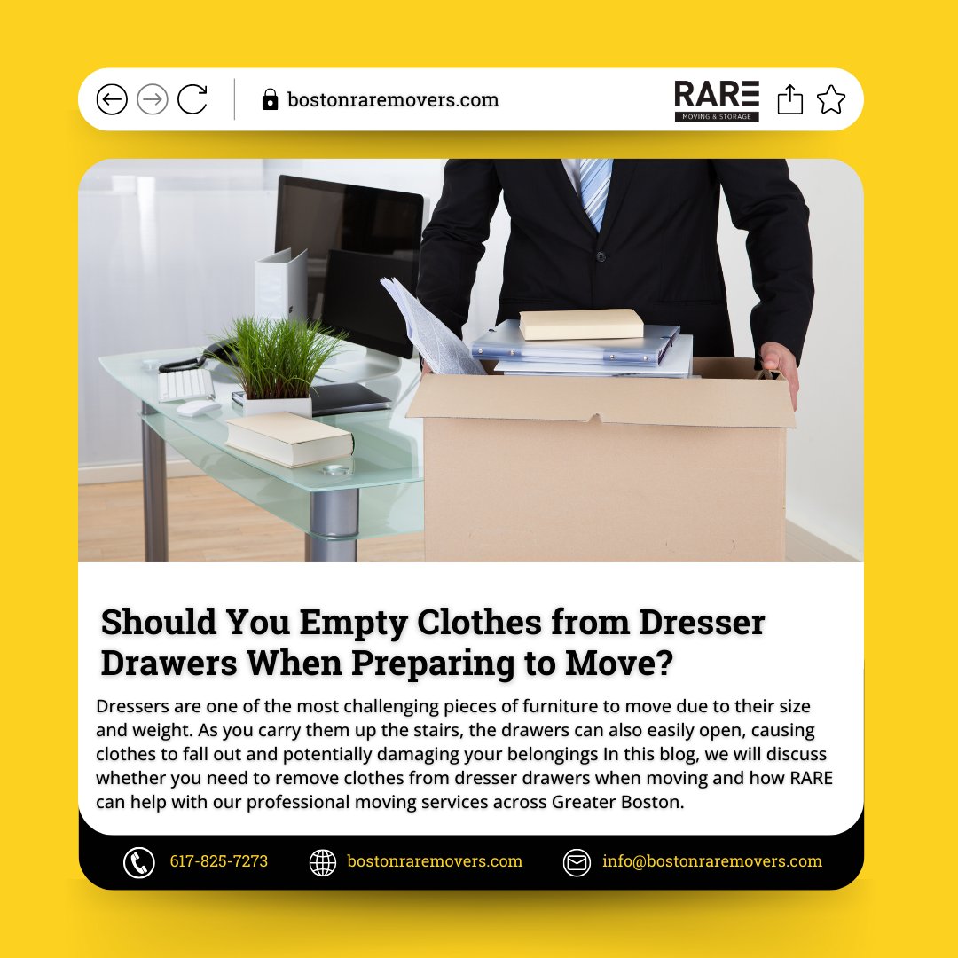 BostonRAREMover's tweet image. Wondering if you should empty dresser drawers when moving? Check out our latest blog for tips and expert advice on making your move easier! bostonraremovers.com/2024/08/08/do-…

#bostonmovers #movingblog #moversblog #movingtips #bostonraremovers #expertmovingtips #packingtipsformoving