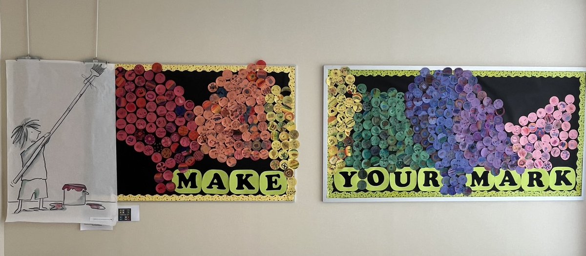 We wrapped up our dots in the #PalmerLibrary for International Dot Day coming up on Sunday 9/15!  Thank you Mrs. Vernyi for creating our Vashti 🔴⚫️