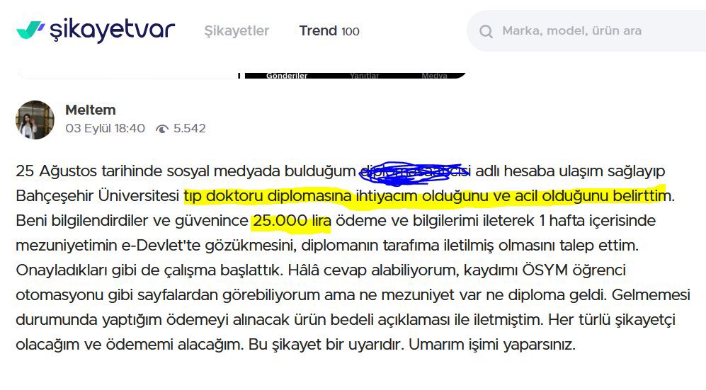 denetlecomtr's tweet photo. İnsanları dolandırmadan önce dolandırıldı!

İnsanları dolandırmak için 25 bin TL'ye sahte tıp doktoru diploması almaya çalışan şahıs, nasıl dolandırıldığını böyle anlattı:

“Her türlü şikayetçi olacağım. Bu şikayet bir uyarıdır. Umarım işimi yaparsınız.” https://t.co/Tczb7QRwBJ