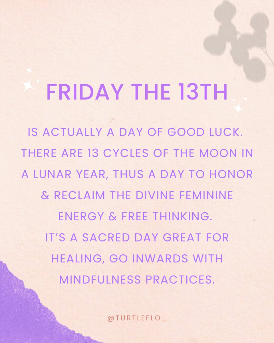 TurtleFlo_'s tweet image. Friday the 13th is a Good Luck Day💜

A day to reclaim your divine feminine energy.

A sacred day great for healing &amp;amp; creativity.

Love the synchronicity of starting my virtual workshop on Friday the 13th.

link to join:
turtleflowyoga.com/empath-renewal…

#Friday13th #divinefeminine #reiki
