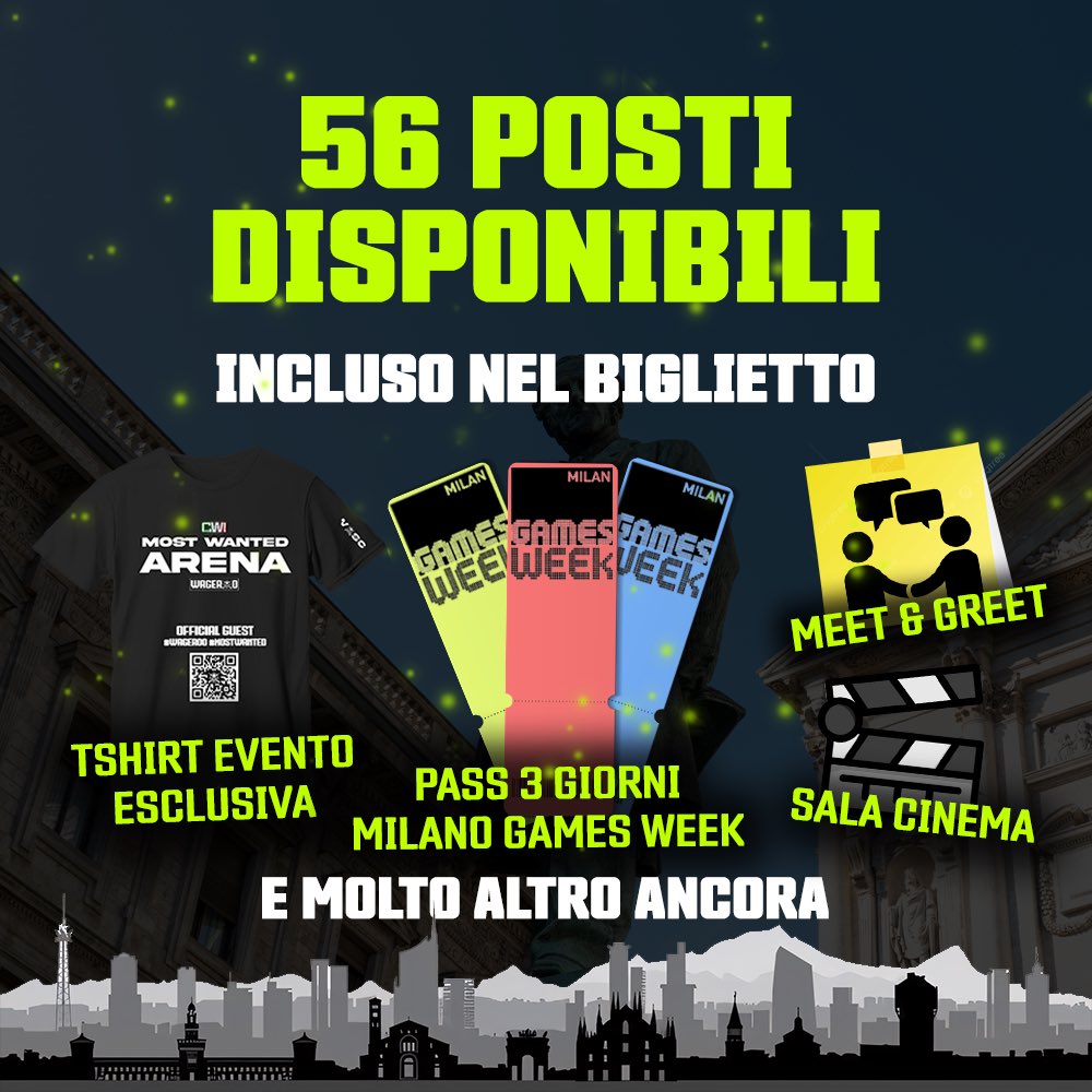 MostWantedITA's tweet image. Vi presentiamo Most Wanted Arena!
In questi giorni abbiamo annunciato il nostro primo evento in LAN che sarà il 21 Novembre a Milano.
Ma di cosa si tratta? Vieni a scoprirlo!
Da player, spettatore o pubblico a casa..scegli tu! L’importante è esserci.
Ci vediamo a Milano 🤝🏽