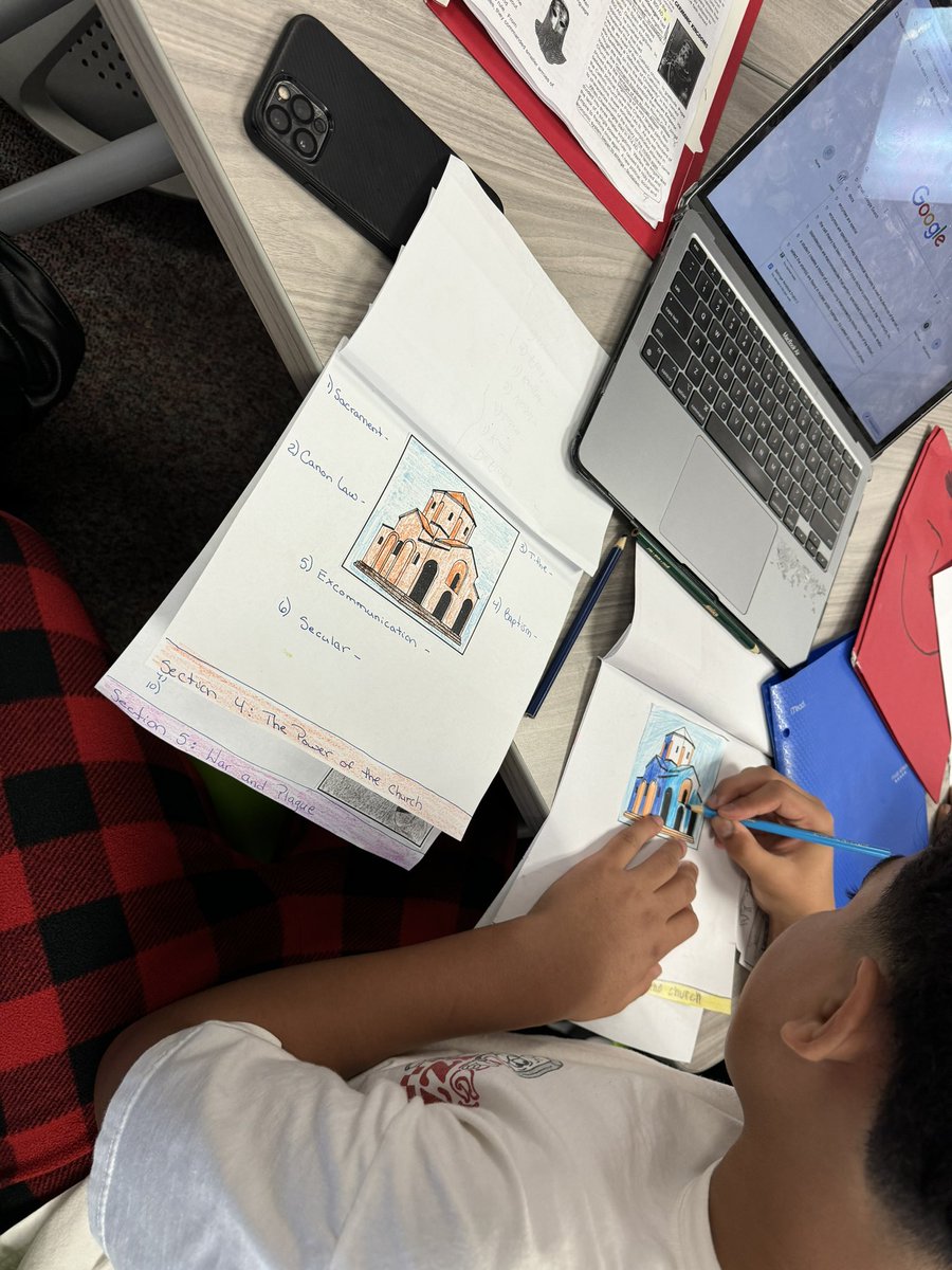 Eaton_Vicky1123's tweet photo. Students working hard on a Friday 7th period to complete their Medieval Christian Europe flip book. https://t.co/Ojk67UpWzB