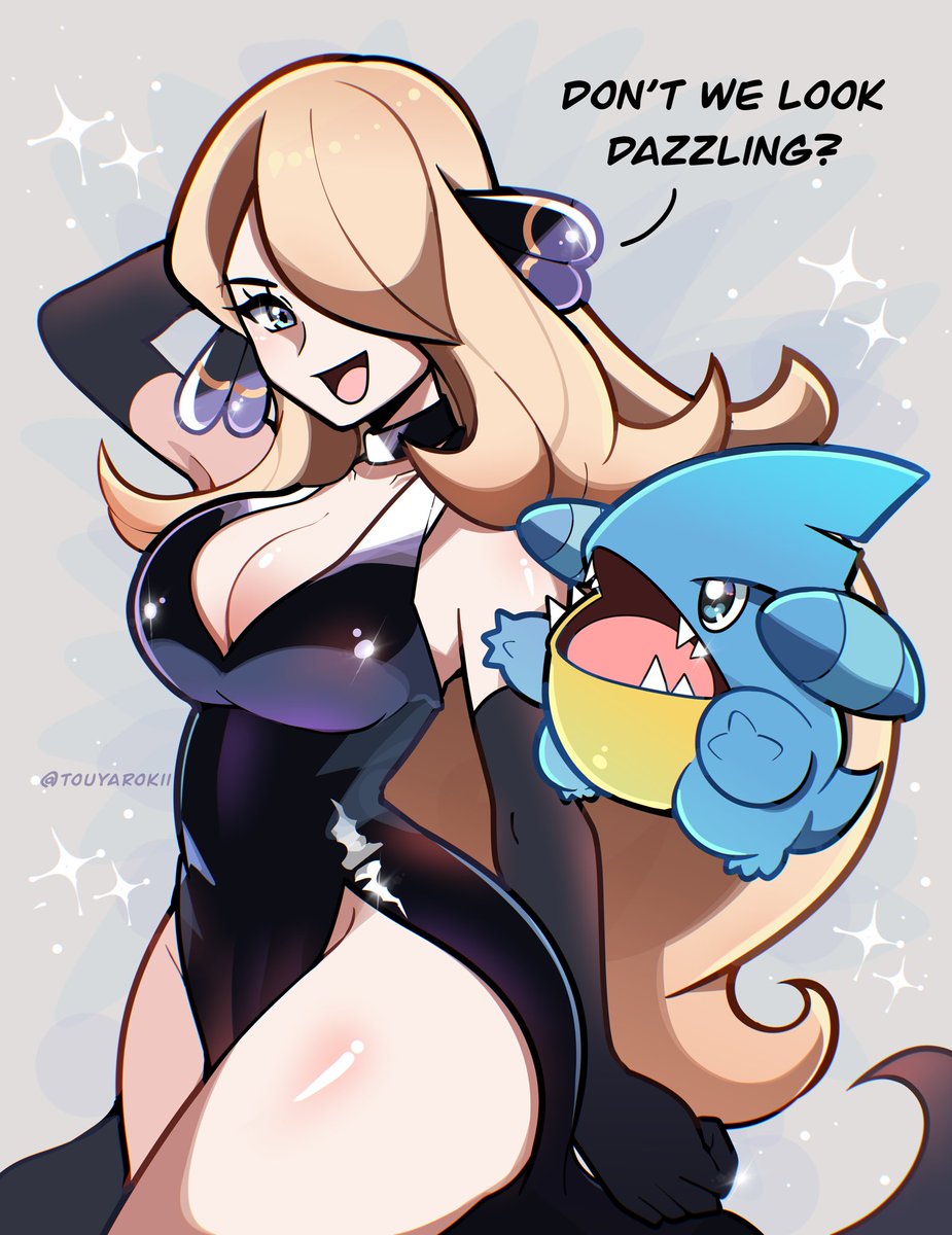 Touyarokii's tweet image. Cynthia dazzles you with her shiny dress and Pokemon!
