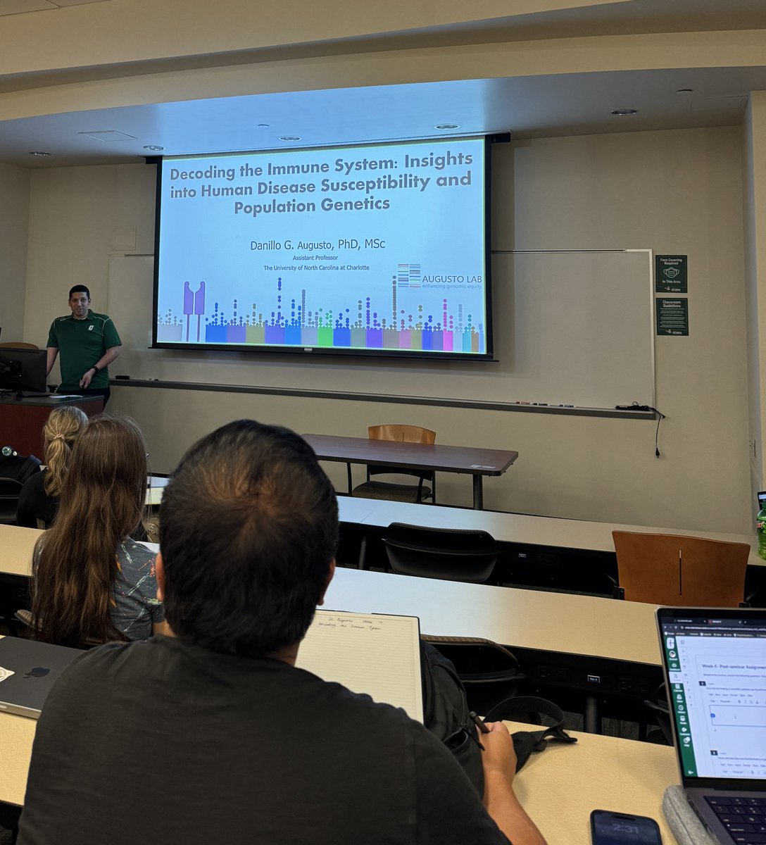 TrumanLab's tweet photo. Packed seminar room for @dan_gard seminar today! Cool technologies used to investigate important biological problems. Lucky to have him as a colleague in @UNCCBiology 🔬🦠🧬 https://t.co/w206WFvGmI