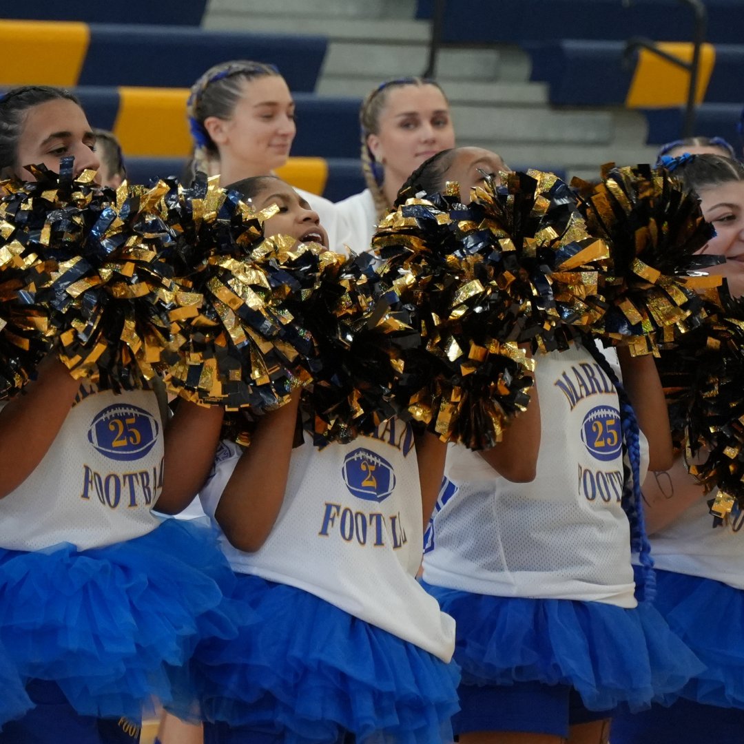 The Mustang spirit was in full force at today’s senior pep rally! 💙💛 Now it’s time to take that energy to the field! Join us tomorrow at Catholic Central at 11am to cheer on our Mustangs as they face Regina🐎🔥
 Get your tickets today! ow.ly/H09f50TmOY8
 BEAT REGINA