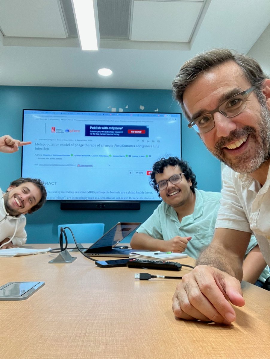 Joshua Weitz (@joshuasweitz) on Twitter photo Delighted to spend a few hours with <a href="/rogex14/">Rogelio Rodríguez González</a> over at <a href="/UMDscience/">UMD Science</a> to talk science, check out the Y dining hall, and celebrate his recent paper in <a href="/mSystemsJ/">EIC Jack Gilbert</a> on a metapopulation model of phage therapy, joint w/Jacopo Marchi and supported by <a href="/NIH/">NIH</a>:
journals.asm.org/doi/full/10.11… Delighted to spend a few hours with <a href="/rogex14/">Rogelio Rodríguez González</a> over at <a href="/UMDscience/">UMD Science</a> to talk science, check out the Y dining hall, and celebrate his recent paper in <a href="/mSystemsJ/">EIC Jack Gilbert</a> on a metapopulation model of phage therapy, joint w/Jacopo Marchi and supported by <a href="/NIH/">NIH</a>:
journals.asm.org/doi/full/10.11…
