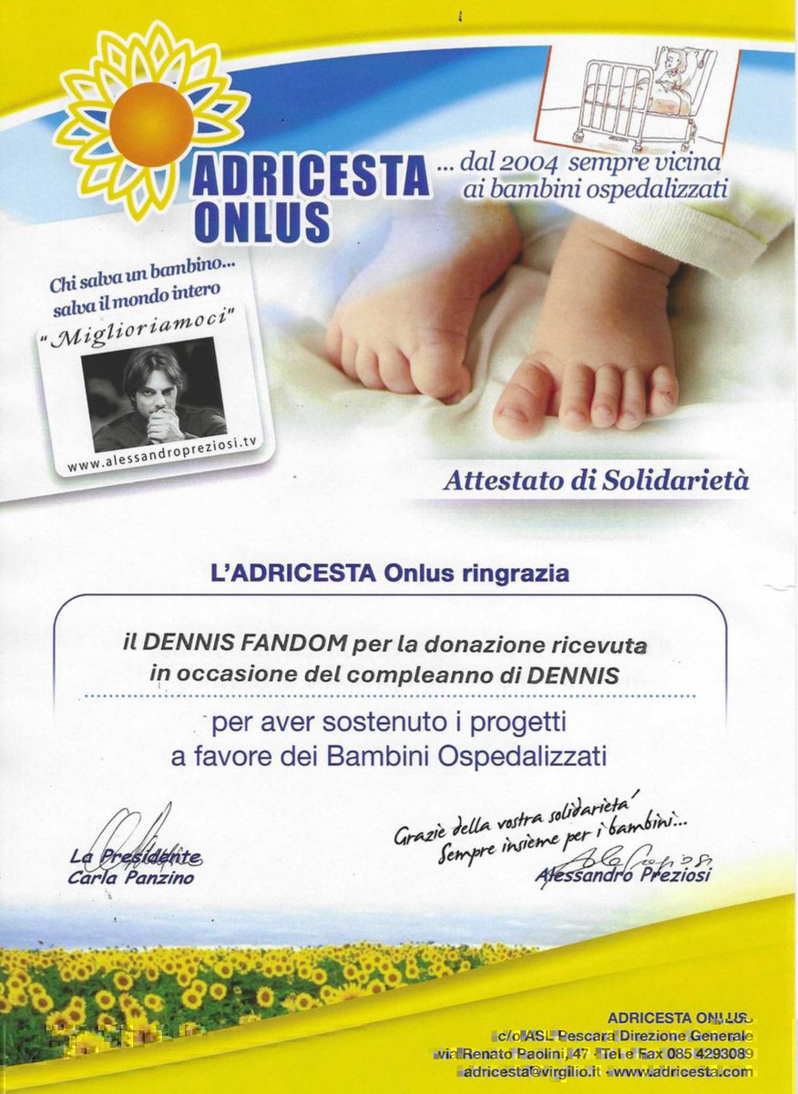 Graziana_McLove's tweet photo. Questo è il nostro regalo di compleanno per te da parte del fandom @sonodeddy 💝
una donazione ad Adricesta a favore dei bimbi ospedalizzati 
ti facciamo tantissimi auguri e che i tuoi sogni si possano realizzare ✨
Ti vogliamo bene 💙
#hbdaydennis https://t.co/F2e5gsODm3
