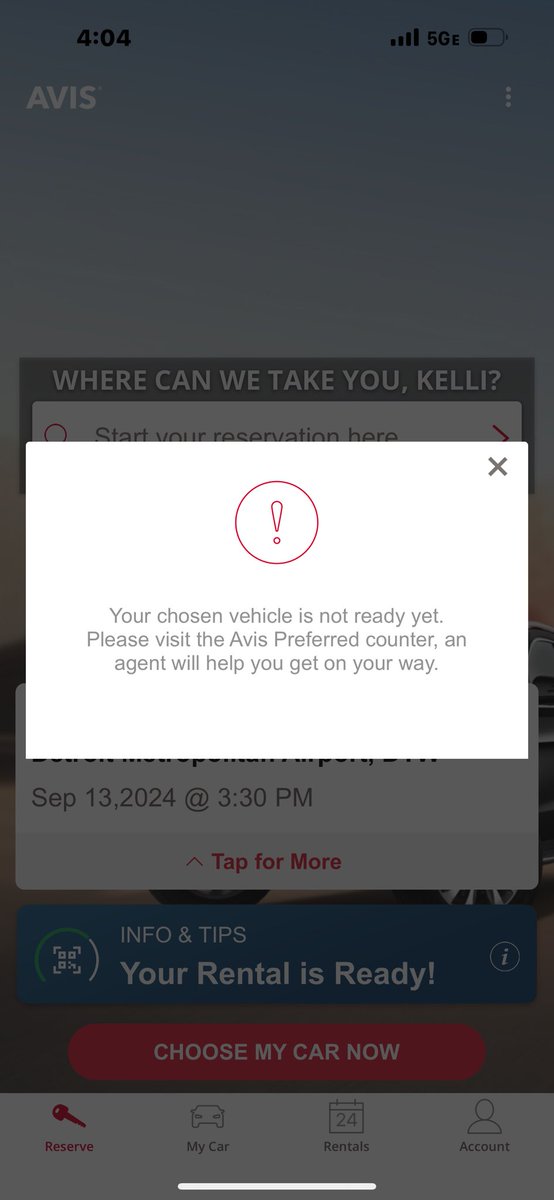 KSheff17's tweet photo. What are we doing on a Friday afternoon in Detroit @Avis? I have places to be. https://t.co/eRDPKt0XCR