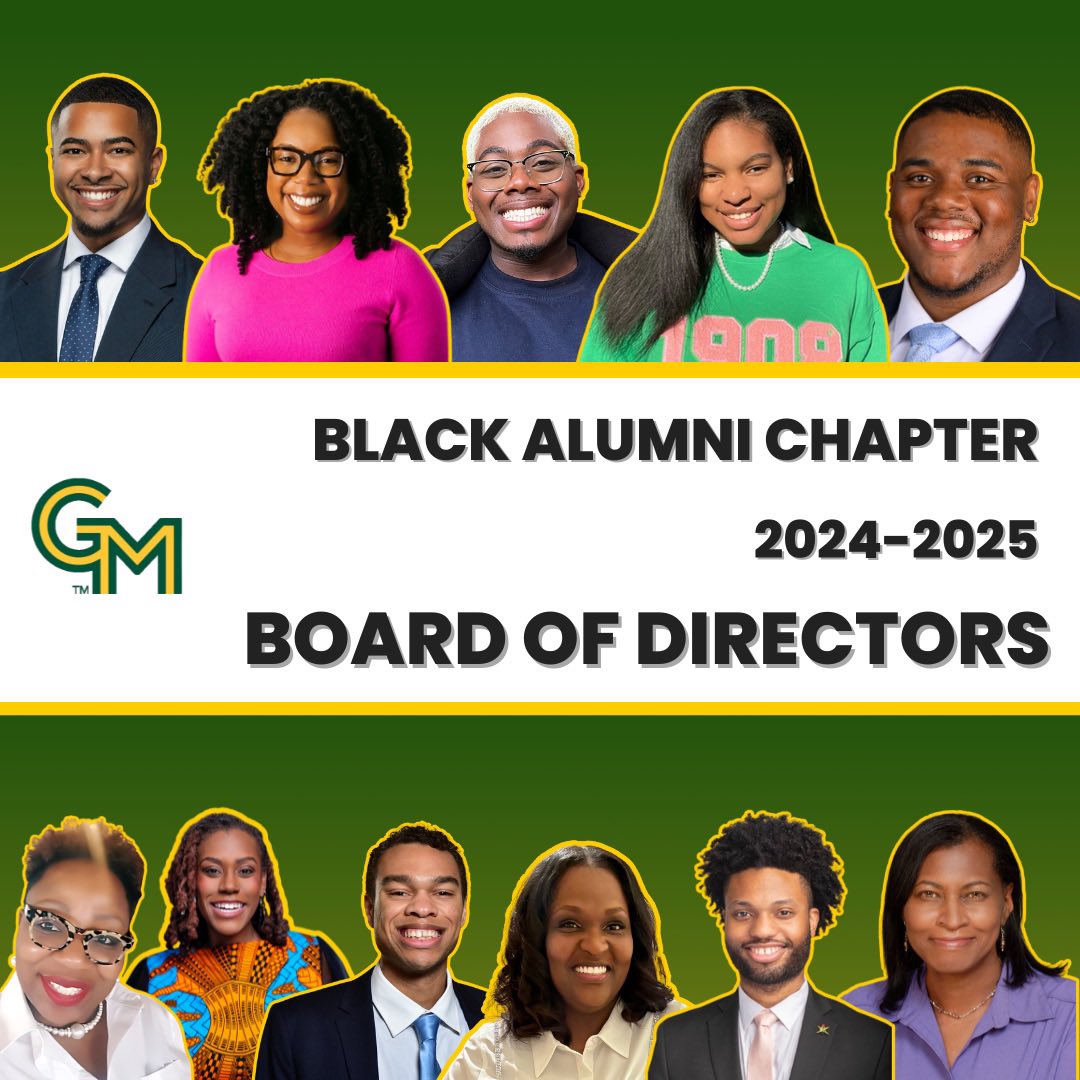 GMUBAC's tweet photo. Congratulations to our elected 2024-2025 Board of Directors!💚💛

This dynamic group of leaders are excited to further strengthen our Black alumni community! https://t.co/woTCl4HUFf
