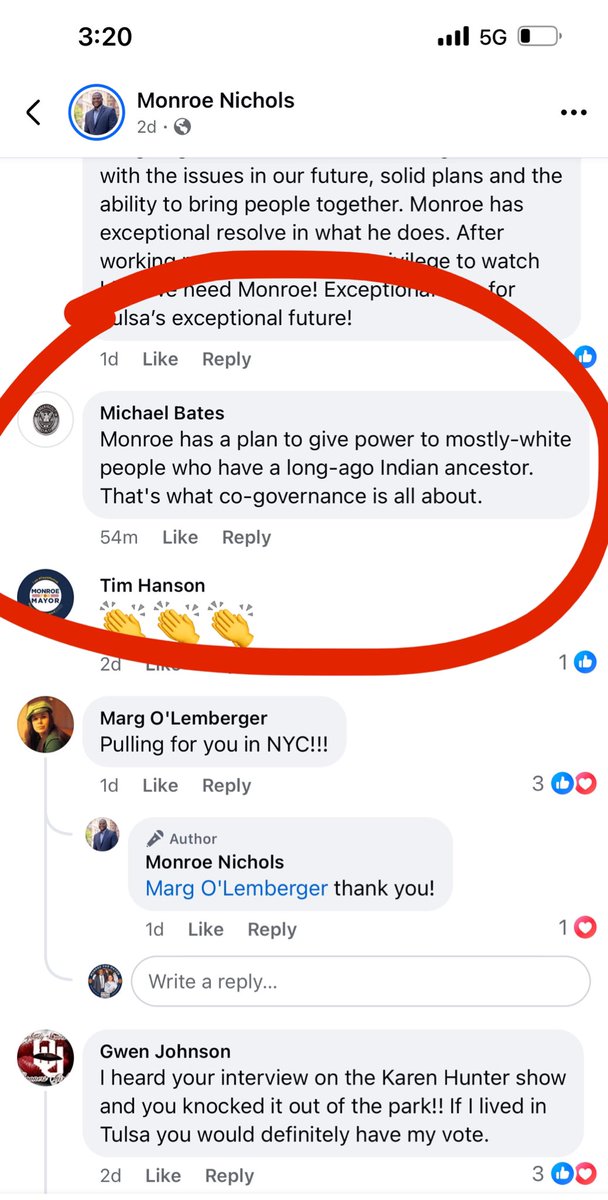AC_NoChill's tweet photo. So much racism coming from all angles 🥴 Tulsa is the largest city entirely inside a tribal reservation. If Tulsa keeps fighting our tribal sovereignty, it goes down across the country. We need a mayor who stands with tribes, not fights them. Vote @monroefortulsa #MonroeForMayor https://t.co/zXJ9CJIJ5M