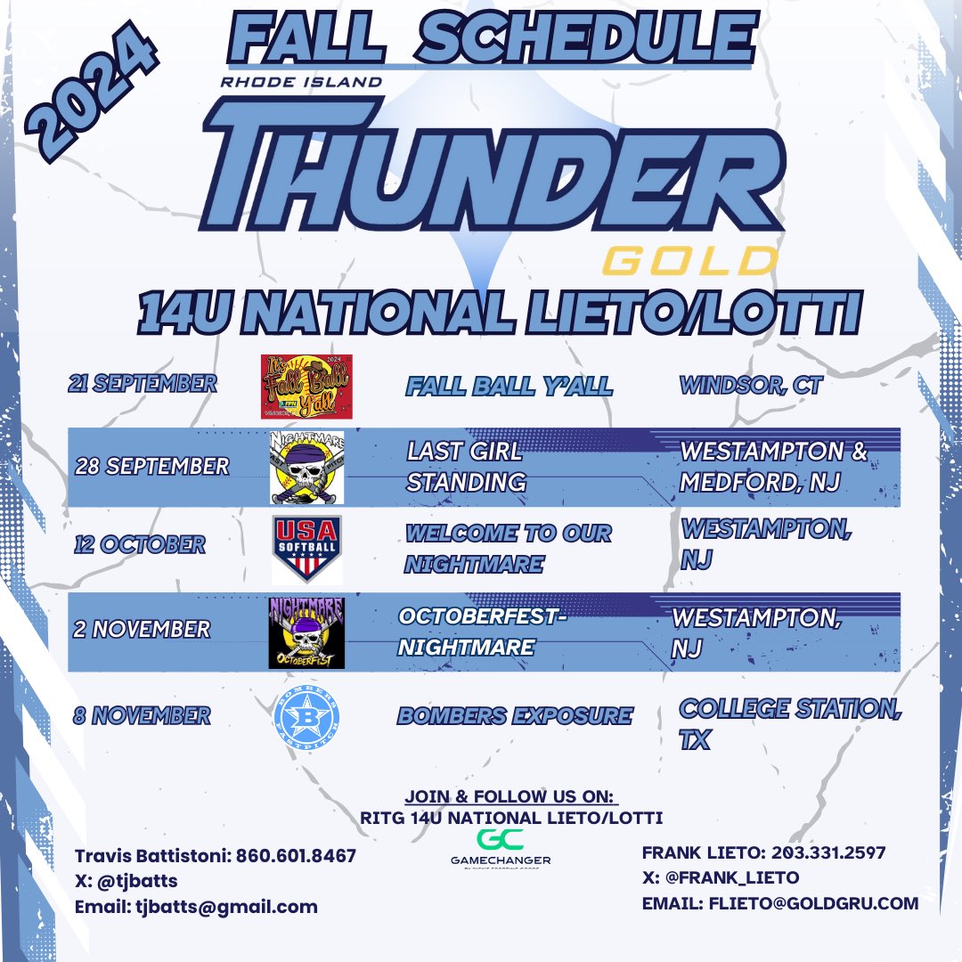 Fall schedule
LET’S GO!