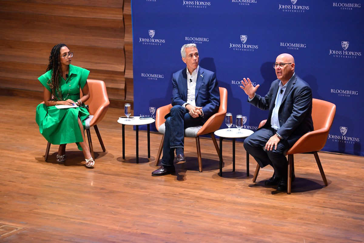 Thank you to those who participated in “Bridging the Political Divide: Two Dads Defending Democracy Tour,” hosted by @SNFAgoraJHU, feat. <a href="/WalshFreedom/">Joe Walsh</a> &amp; <a href="/fred_guttenberg/">Fred Guttenberg</a> at #HopkinsBloombergCenter. The two held an insightful conversation on bipartisan policy and democratic