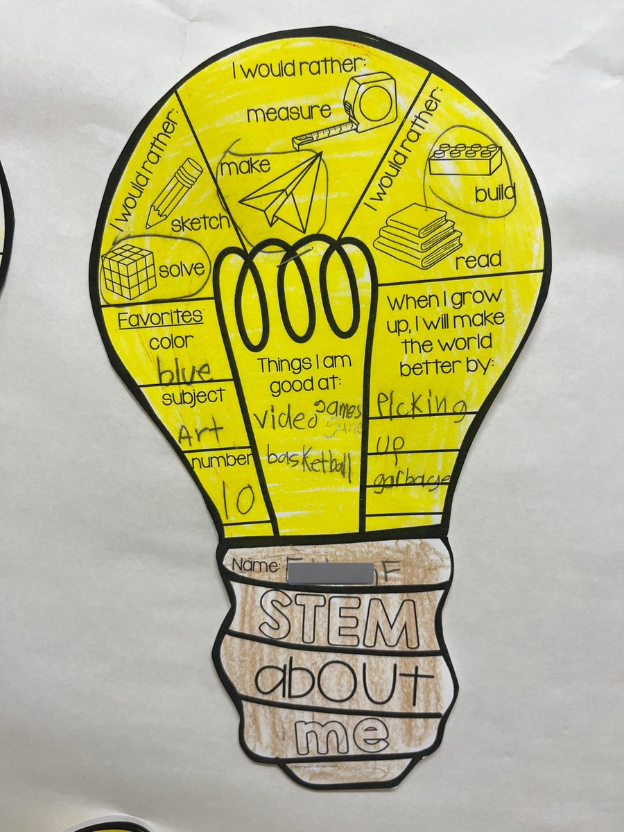 MsPepeLibrarian's tweet photo. 3rd grade students @S3_Belleville &amp; @s4_belleville completed their STEM About Me 💡 during the first FULL week of school! 

“Nothing can dim the light which shines from within.” - Maya Angelou 

#STEMeducation #LibraryMedia https://t.co/tAfpHmW7wt