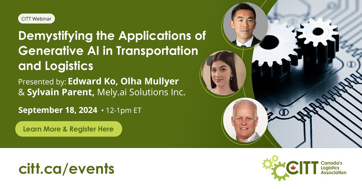 Free Webinar on September 18th: Explore the transformative potential of generative AI within the transportation and logistics sectors with Edward Ko, Olha Mullyar and Sylvain Parent of Mely.ai <a href="/_MelyAI/">Mely.ai</a> - Generative Intelligent Document Processing. #FreeWebinar