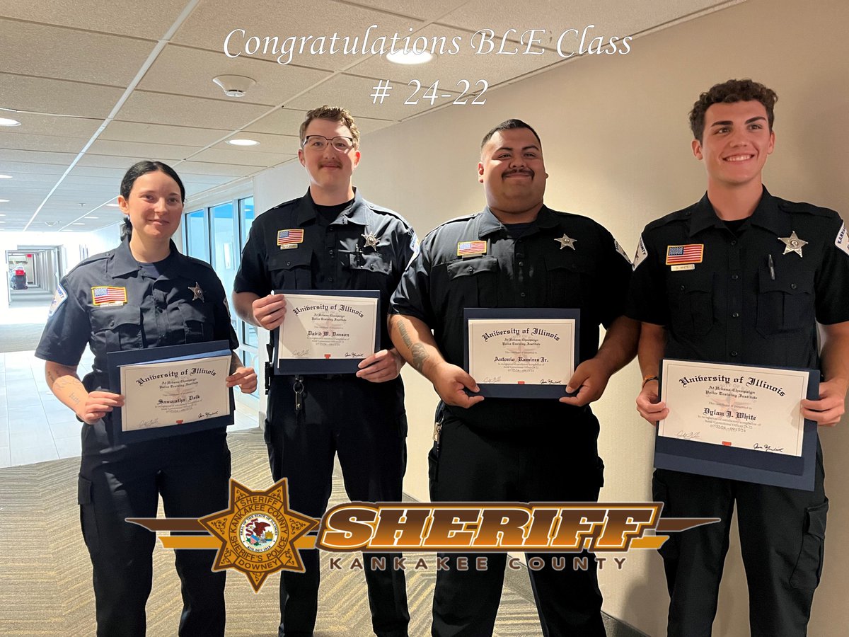 Please join me in congratulating Basic Correctional Officer Class 24-22, that graduated earlier today from the DuPage County SO Training Academy.  They have been certified by the IL Law Enforcement Training &amp; Standards Board.  We are excited to get them back.  Congrats Stay Safe!