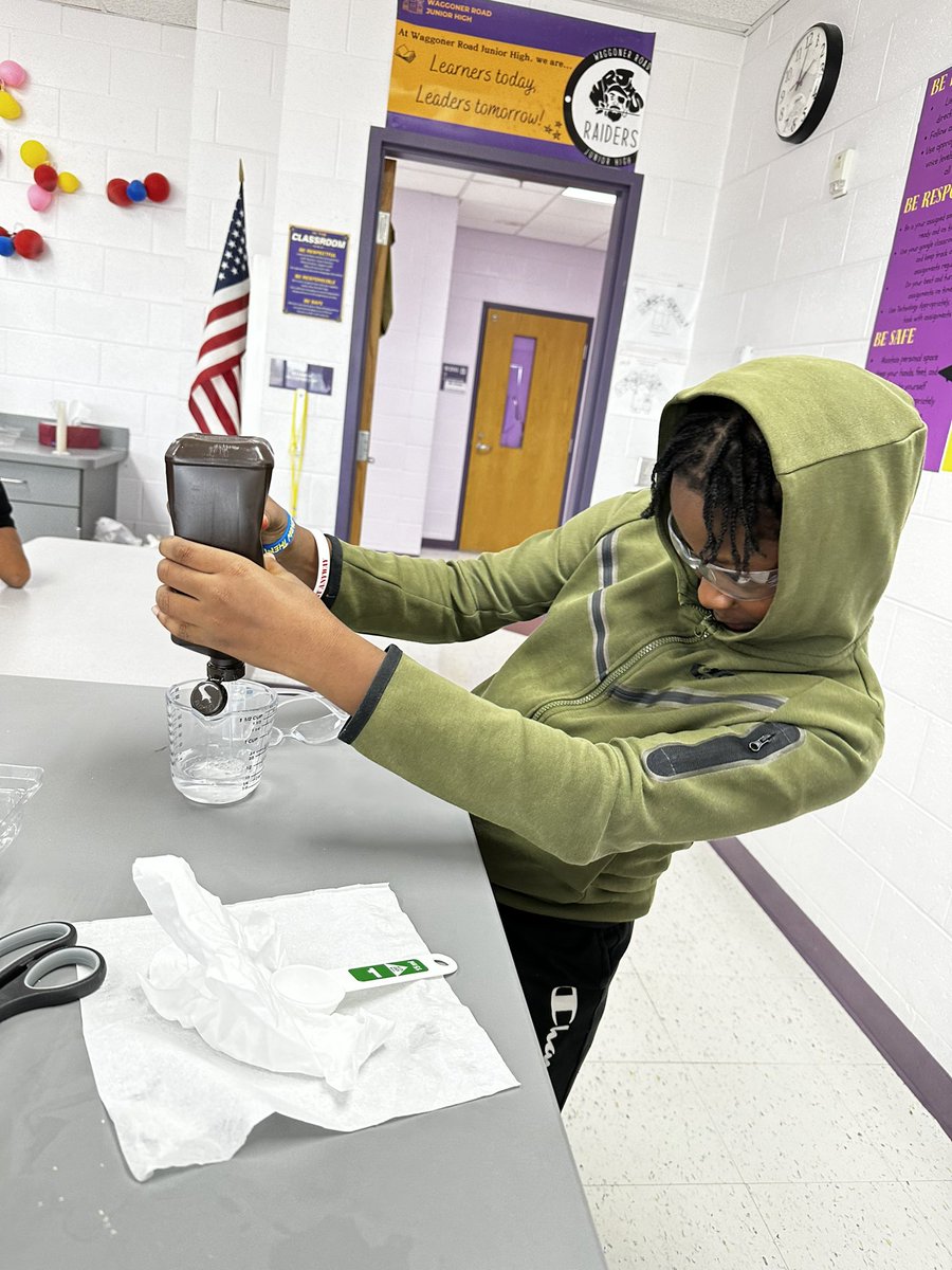 Mrsknadeau's tweet photo. 🎉 The day has arrived @RaidersofWRJH @ReynSchools!  Students dove into the fascinating world of chemical reactions with their elephant toothpaste experiment!🧪✨ Who is excited to see science and action? #ElephantToothpaste  #ScienceFun https://t.co/dFNIi5pq8U