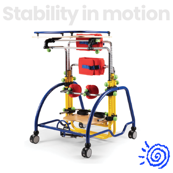 Stability in motion. The Dondolino was designed by Ormesa to help children learn to stand independently while interacting with their environment and developing individual motor skills. See more here: mobility-usa.com/pdfs/brochure-…
