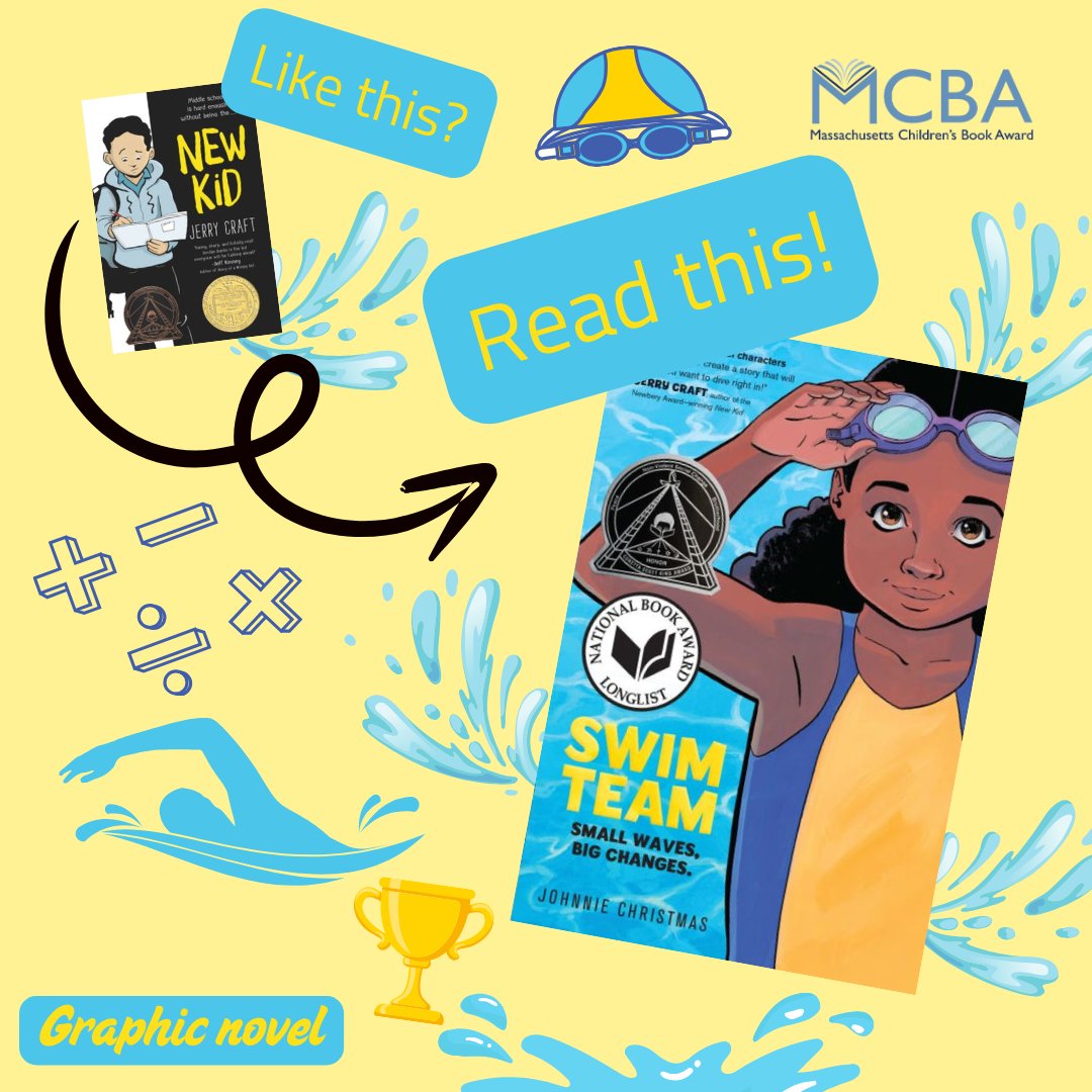 If you loved "New Kid," check out "Swim Team"! 🏊‍♀️ Both graphic novels explore self-discovery, but in different worlds—art vs. competitive swimming. 💖 Shoutout to Hannah at The Milford Town Library for the graphic! Have you read them? Let us know your thoughts! 📚