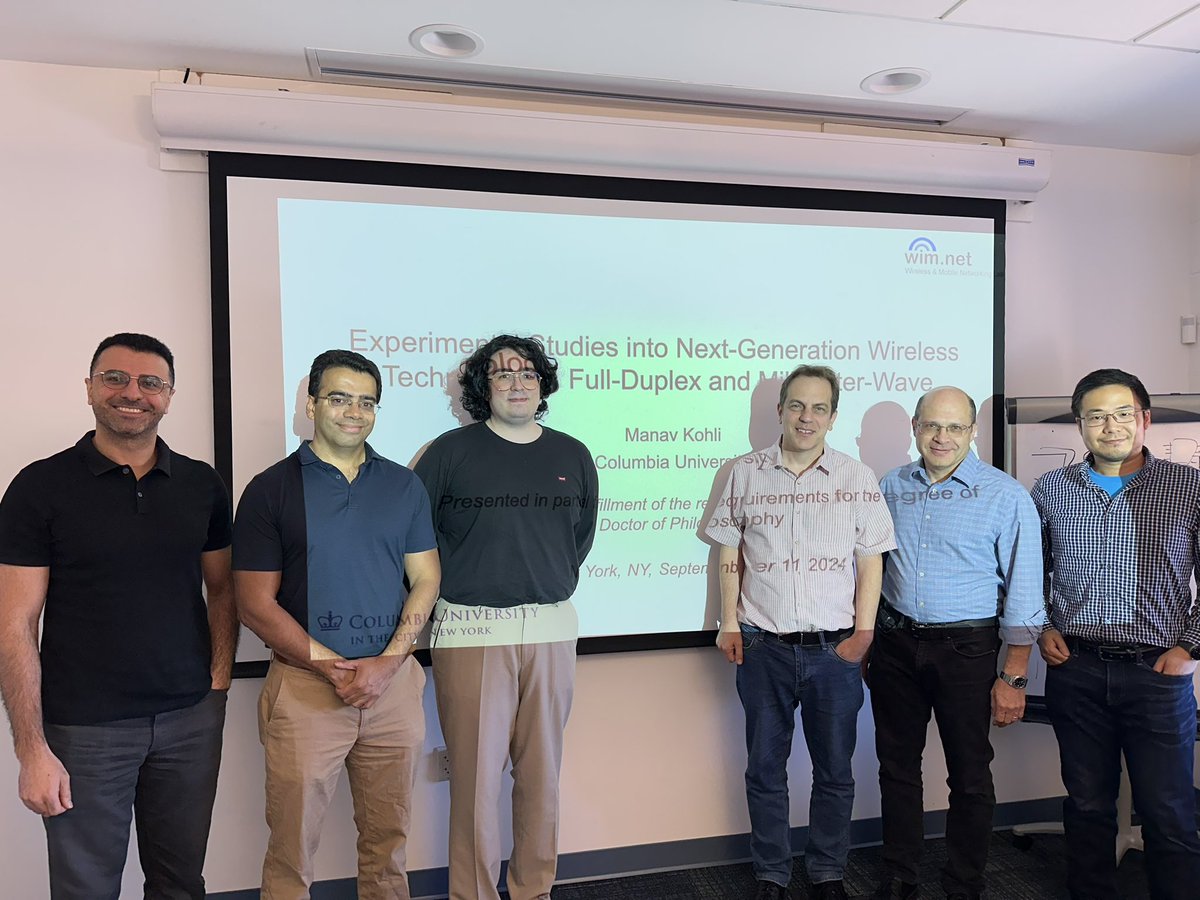 Gil Zussman (@gil_zussman) on Twitter photo Congratulations to Manav Kohli, PhD student <a href="/EE_ColumbiaSEAS/">Columbia | EE</a> & in my group, for successfully defending his dissertation “Experimental Studies into Next-Gen Wireless Technologies: #FullDuplex and #mmWave”!
Thanks to the committee and collaborators <a href="/BellLabs/">Bell Labs</a> & <a href="/hk2532_harish/">Harish Krishnaswamy</a> group Congratulations to Manav Kohli, PhD student <a href="/EE_ColumbiaSEAS/">Columbia | EE</a> & in my group, for successfully defending his dissertation “Experimental Studies into Next-Gen Wireless Technologies: #FullDuplex and #mmWave”!
Thanks to the committee and collaborators <a href="/BellLabs/">Bell Labs</a> & <a href="/hk2532_harish/">Harish Krishnaswamy</a> group