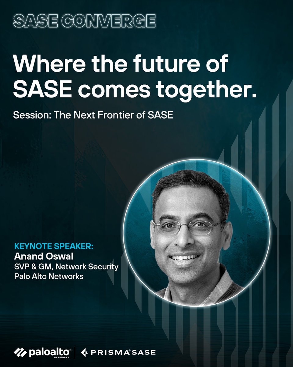 Prisma SASE by Palo Alto Networks (@prismasase) on Twitter photo Meet one of our #SASEConverge24 Keynote speakers!
Join <a href="/aoswal1234/">Anand Oswal</a> to learn about the latest innovations in AI-powered SASE, and how you can keep your organization ready to face tomorrow.
Register now. bit.ly/3B0lUOJ Meet one of our #SASEConverge24 Keynote speakers!
Join <a href="/aoswal1234/">Anand Oswal</a> to learn about the latest innovations in AI-powered SASE, and how you can keep your organization ready to face tomorrow.
Register now. bit.ly/3B0lUOJ