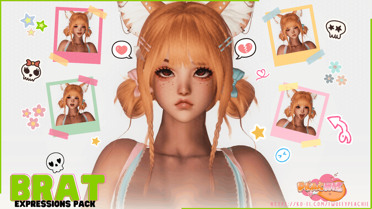 fwuffypeachie's tweet photo. Brat Expressions pack is available for your dollies!

Variants for Marie &amp; Nekomi included.

💌https://t.co/a5yr5kDT5l
☁️https://t.co/Y4KVeROi8l

face:
#vivimods ✩ #nerasculpts 

hair/ears &amp; dress
#AtelierLynn ✩ #hexmods

✩ #fwuffyposes for more releases! 🍑 https://t.co/c0h0FgUgVK
