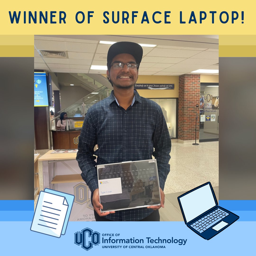 Congratulations to our winner for the OIT Tech Carnival giveaway of a Microsoft Surface Laptop, Pranay! Check out our socials @centraloit for more giveaway announcements of an iPad and Nintendo Switch! 🙌😄 #OIT #Giveaway #SurfaceLaptop