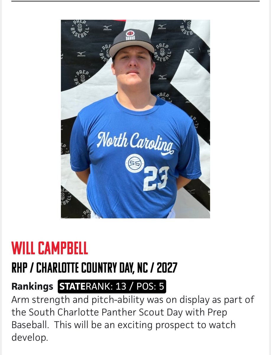 Thank you <a href="/PrepBaseballNC/">Prep Baseball North Carolina</a> for my ranking! <a href="/Clemdawg9/">Scott Clemons</a> <a href="/Trev0r8/">Trevor Clemons</a> <a href="/VHurley18/">VHurley18</a> <a href="/pwhubbard8/">Parker Hubbard</a> <a href="/LeftOnLeft/">Jesse Park</a> <a href="/X2_Baseball/">X2 B a s e b a l l</a>