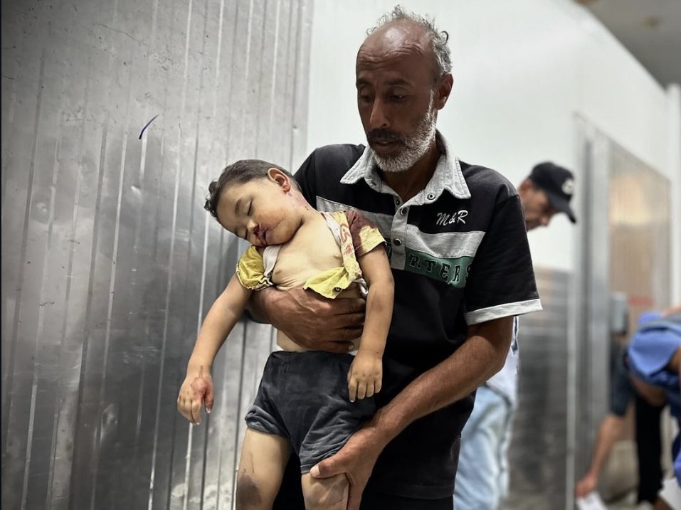 The child, Amir Bardawil, is two years old. 
He and his entire family were killed in the Al-Mawasi area, which Israel claims is a safe zone.