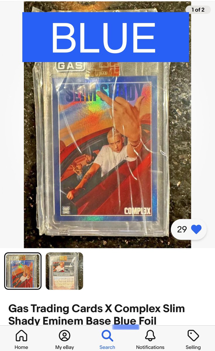 【Blue】Eminem Complex x GAS Trading Cards Gas Trading Cards X Complex Slim Shady Eminem Card BLUE Foil