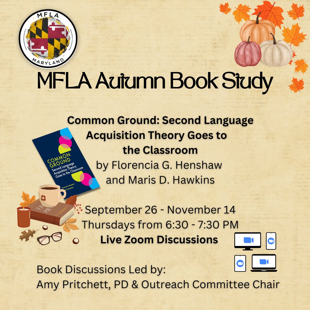 MFLAMD's tweet image. 📚🍂 Exciting news, MD lang. educators! Join the MFLA Autumn Book Study &amp;amp; dig into Henshaw's &amp;amp; Hawkins' Common Ground. Let's unearth new insights into SLA theory &amp;amp; practice! 🌍✨
What  resonates  @ this book? Share your thoughts!👇 #LangChat
Register now: mfla.regfox.com/mfla-autumn-bo…