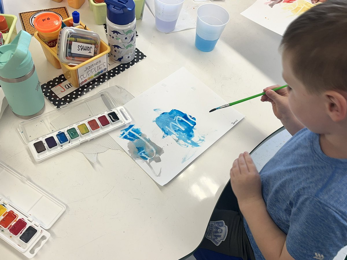 Today we used “magic paint” to find our hidden names! it was so much fun, and such a big hit! I love pre-k 🥰💙💛