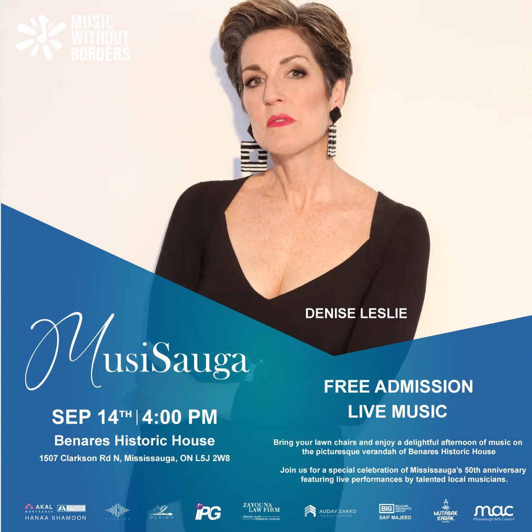 Music Without Borders- Musique Sans Frontières (@mwb_canada) on Twitter photo We're thrilled to announce that Denise Leslie will be performing at MusiSauga: A Celebration of Mississauga's 50th Anniversary!
Join us this Saturday for an afternoon of live music on the verandah of the Benares Historic House.
This event is funded by the <a href="/MissArtsCouncil/">Mississauga Arts Council</a>! We're thrilled to announce that Denise Leslie will be performing at MusiSauga: A Celebration of Mississauga's 50th Anniversary!
Join us this Saturday for an afternoon of live music on the verandah of the Benares Historic House.
This event is funded by the <a href="/MissArtsCouncil/">Mississauga Arts Council</a>!