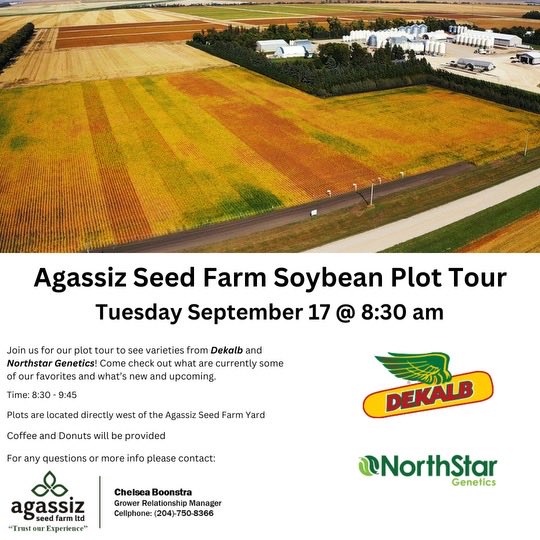 Agassiz Seed Farm (@agassizseedfarm) on Twitter photo Free on Tuesday morning? Come on down to <a href="/AgassizSeedFarm/">Agassiz Seed Farm</a> soybean plot tour! Soybeans are looking great in our plots & area <a href="/DEKALB_Canada/">DEKALB Canada</a> <a href="/NSGeneticsCA/">NorthStar Genetics</a> #WestCdnAg <a href="/MbPulseGrowers/">MPSG</a> Free on Tuesday morning? Come on down to <a href="/AgassizSeedFarm/">Agassiz Seed Farm</a> soybean plot tour! Soybeans are looking great in our plots & area <a href="/DEKALB_Canada/">DEKALB Canada</a> <a href="/NSGeneticsCA/">NorthStar Genetics</a> #WestCdnAg <a href="/MbPulseGrowers/">MPSG</a>