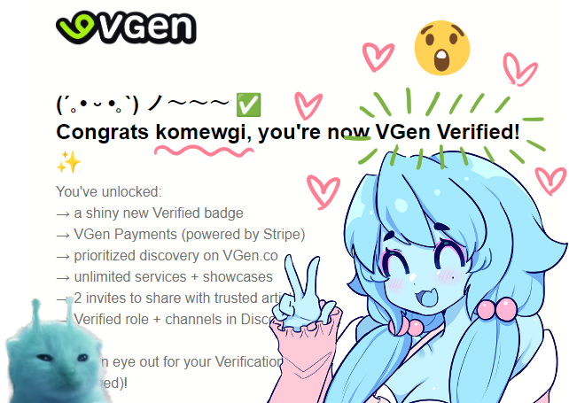 komewgi's tweet photo. 🎉whoa!!!! I'm officially VERIFIED on VGEN NOW!!🎉
GO AHEAD AND FOLLOW IF YOU HAVEN'T ALREADY!!

https://t.co/OK9OtT8CDS
(It's open, but not for long😱so quickly catch dibs!)

I only provide 3 services at the moment, but in the future there will be more!! 🫡 Look out!! https://t.co/l8QCwRpNfJ