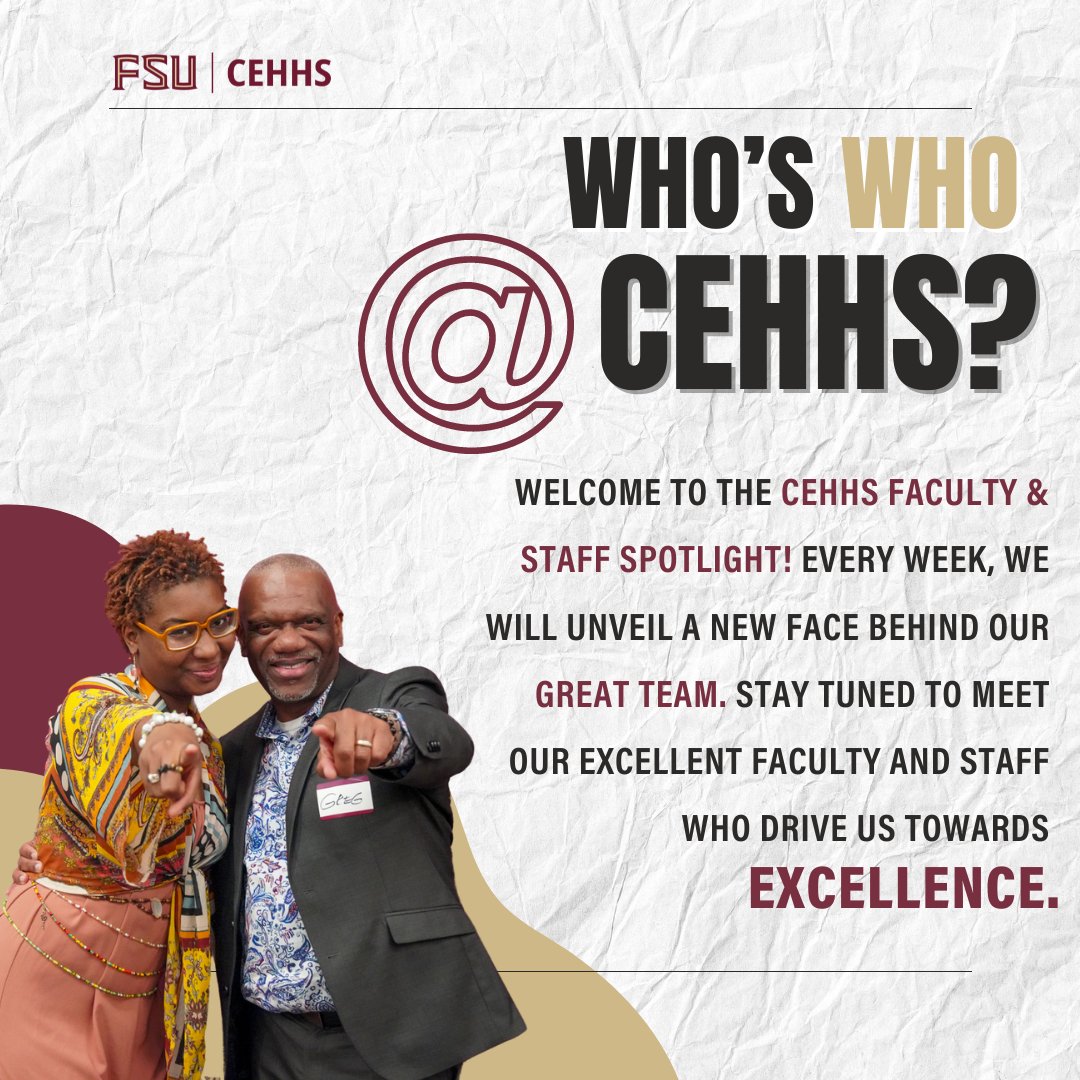 fsuannescollege's tweet photo. Each week, we will spotlight a new faculty/staff member to show you who's pulling the strings behind the scenes. 🔥 Stay tuned!
#FSUCEHHS #Education #Health #HumanSciences https://t.co/wQvgwNMRig